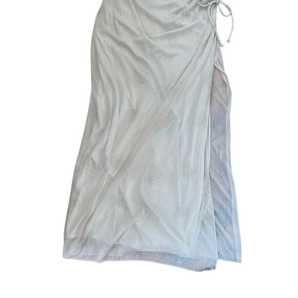 Vintage 90s Zum Zum by Niki Livas Gold Sparkly Prom Dress Side Slit Y2k - Picture 4 of 7